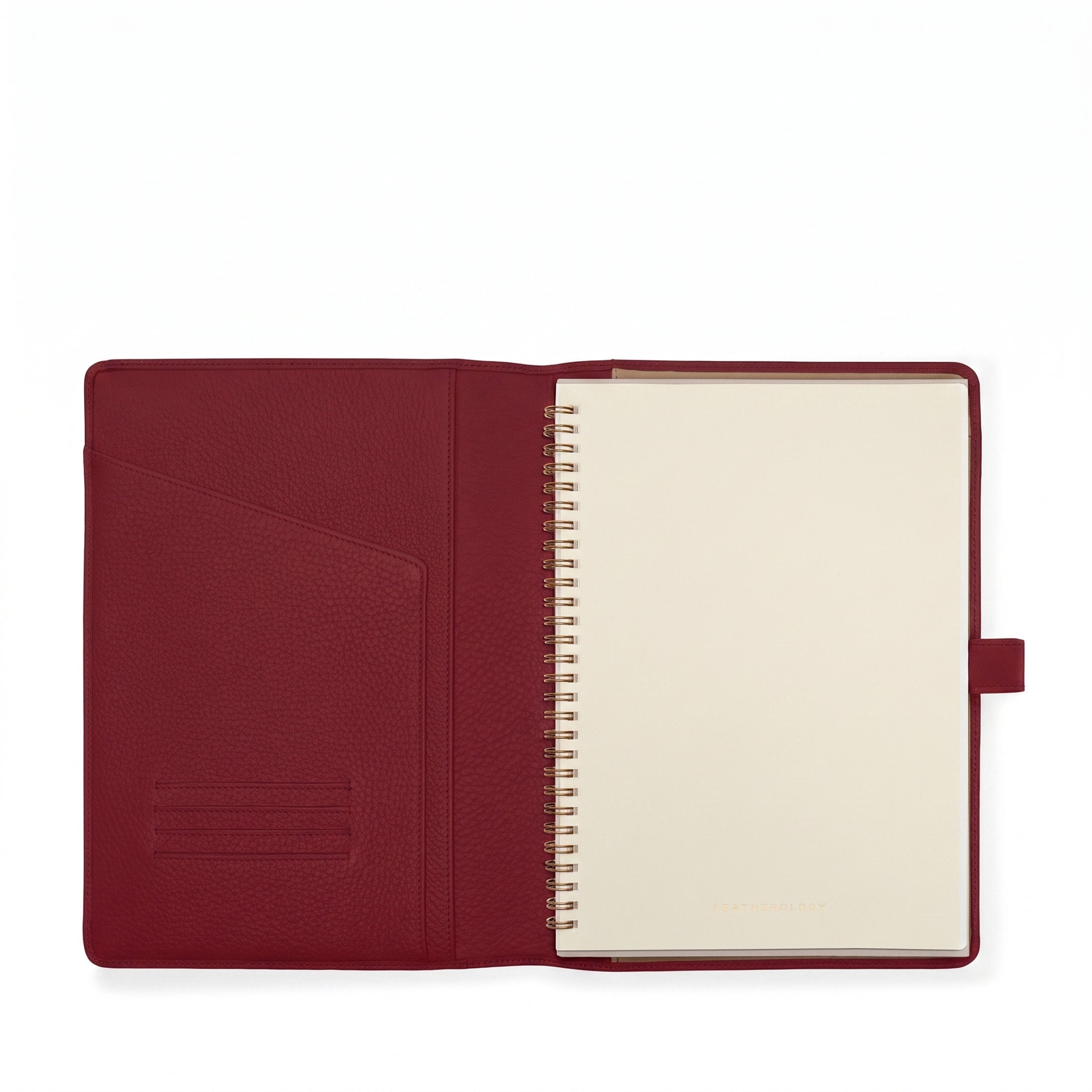 Leatherology B5 Composition Snap Spiral Journal Garnet Red