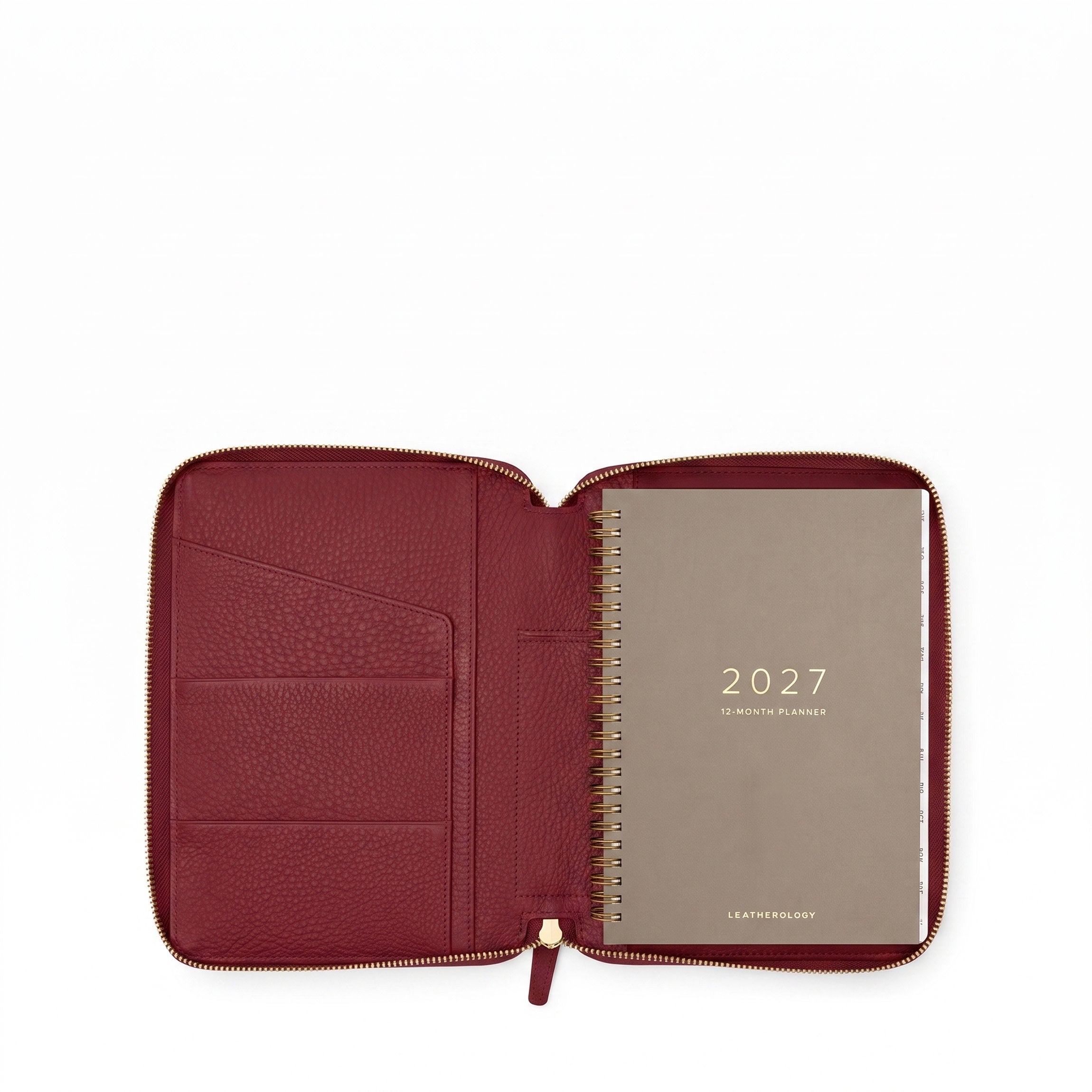 Leatherology A5 2027 Zippered Planner Garnet Red