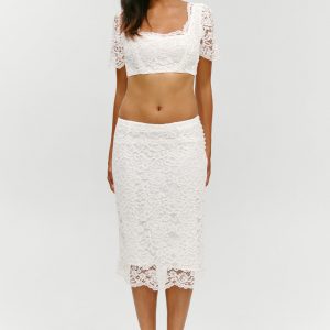 Frankies Bikinis x Paige Lorenze Honeymoon Lace Midi Skirt - Sunday Ceremony