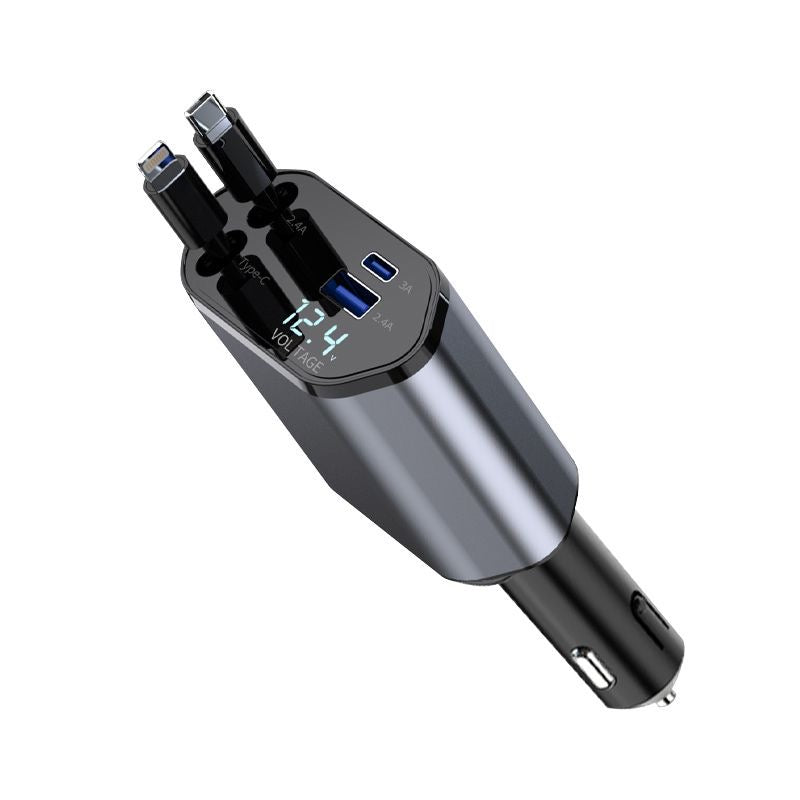 Ottocast 4 in 1 Retractable Car Charger with cable