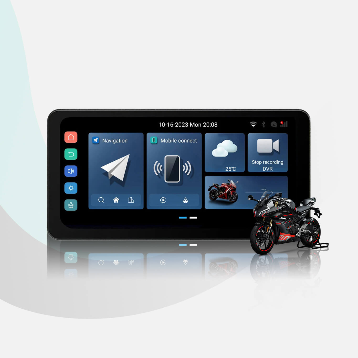 Ottocast CarPlay Lite C5 Ultra Motorcycle Android 12 GPS Display Screen With DVR Camera