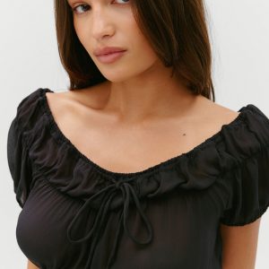 Frankies Bikinis Paulina Cropped Blouse - Black