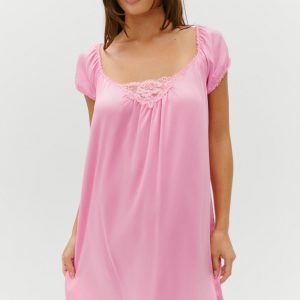 Frankies Bikinis Bo Silk Babydoll Dress - Sunset Pink