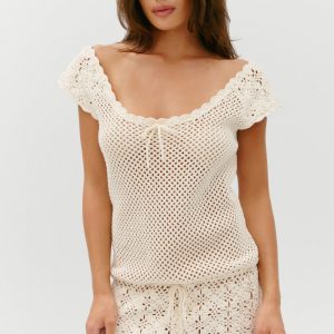 Frankies Bikinis Moss Crochet Mini Dress - Sand Dollar