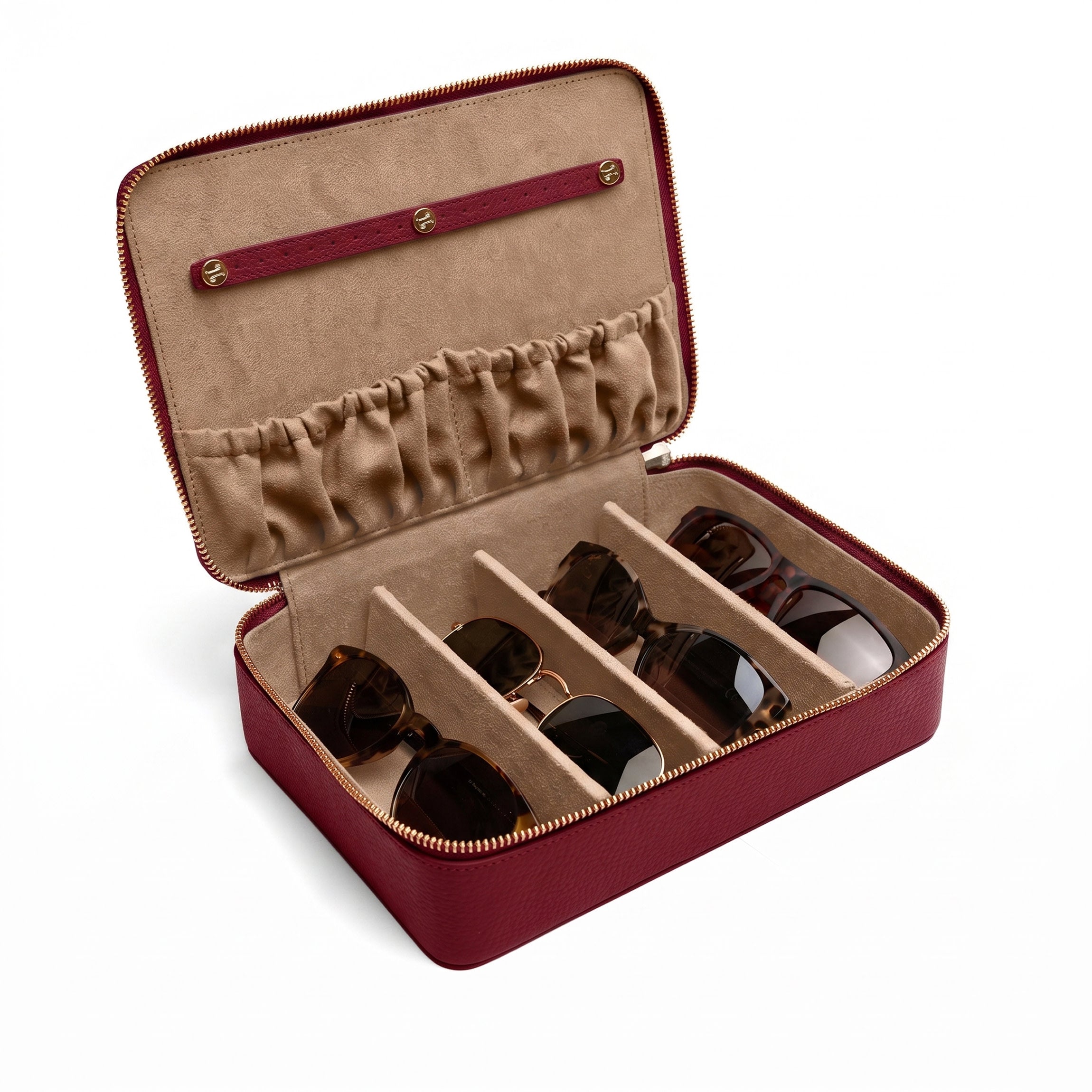 Leatherology Multi Sunglass Zip Case Garnet Red