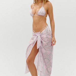 Frankies Bikinis Alessia Cotton Sarong - Pink Python