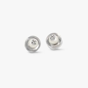 Casablanca Sci-Fi Silver Pearl Ear Studs