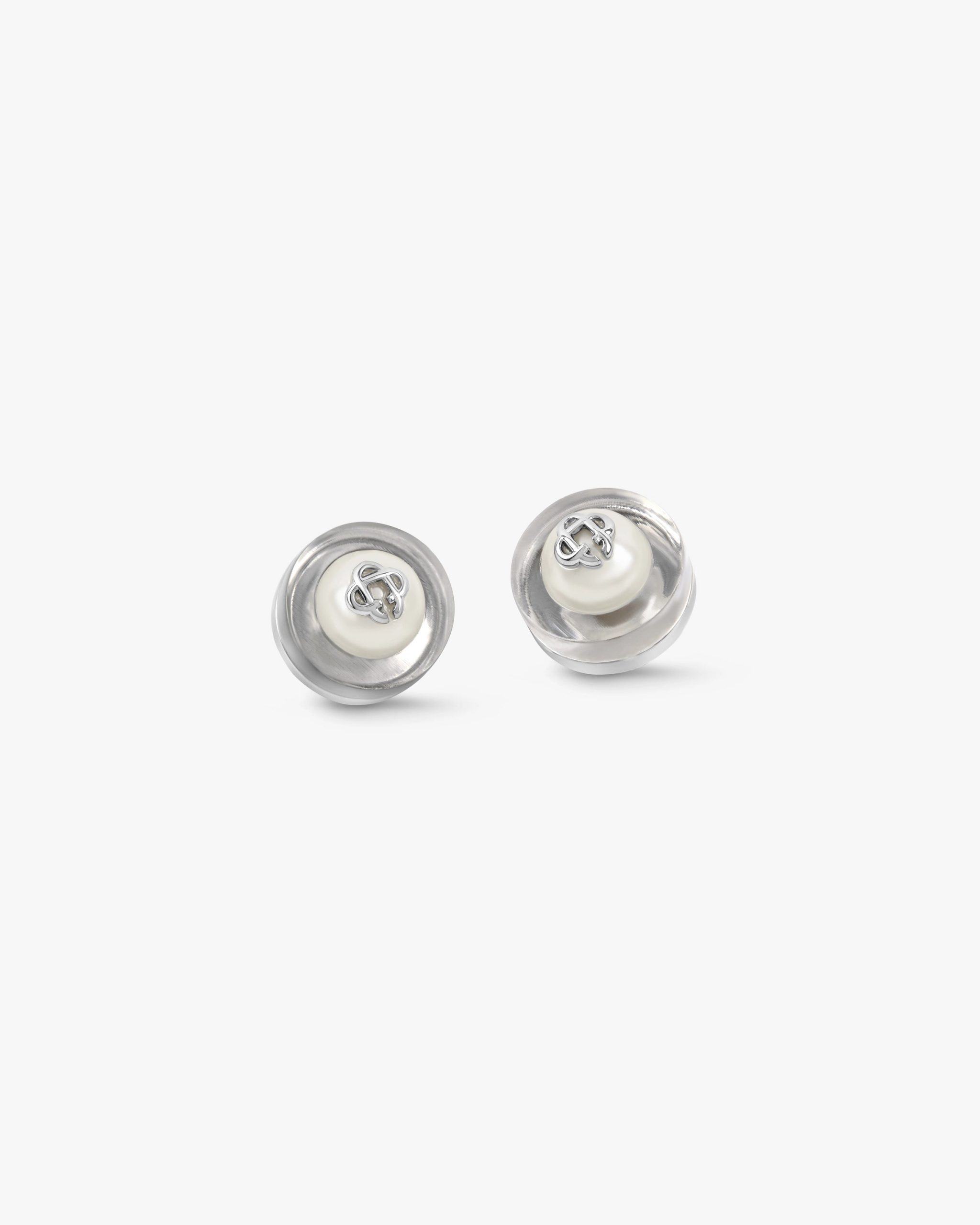 Casablanca Sci-Fi Silver Pearl Ear Studs