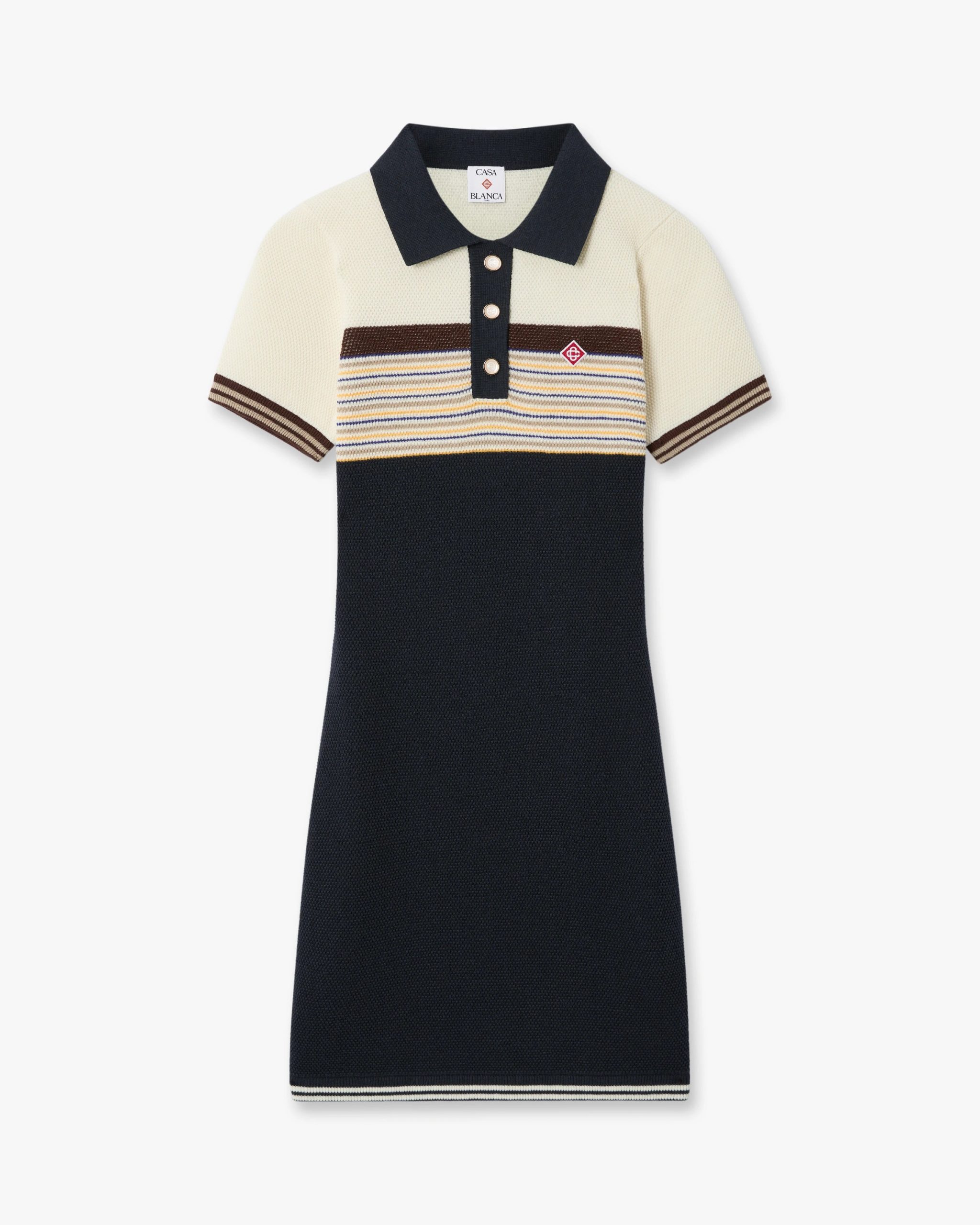 Casablanca Café Culture Wool Stripe Polo Mini Dress