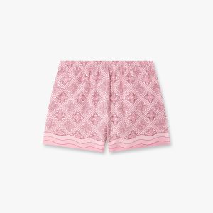 Casablanca Pink Radiating Monogram Silk Shorts