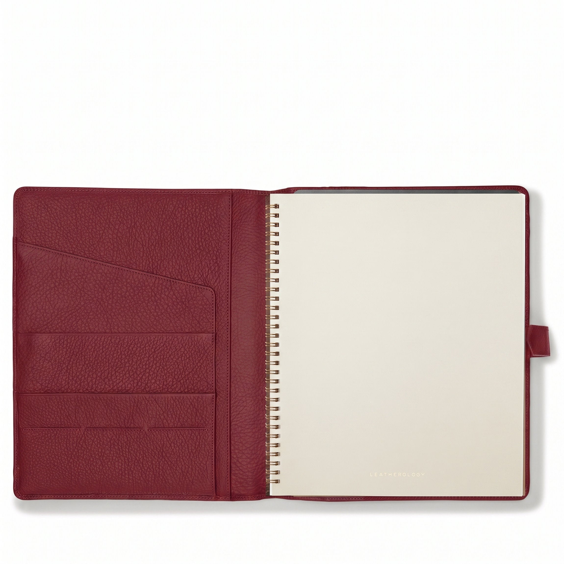 Leatherology Letter Snap Spiral Journal Garnet Red