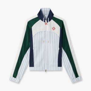 Casablanca White & Navy Pinstripe Panelled Track Jacket