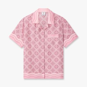 Casablanca Pink Radiating Monogram Silk Shirt