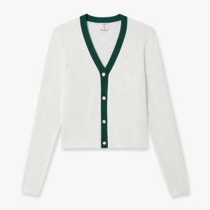 Casablanca White Pointelle Monogram Cardigan