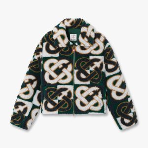 Casablanca Green & Navy Check Monogram Fleece Jacket