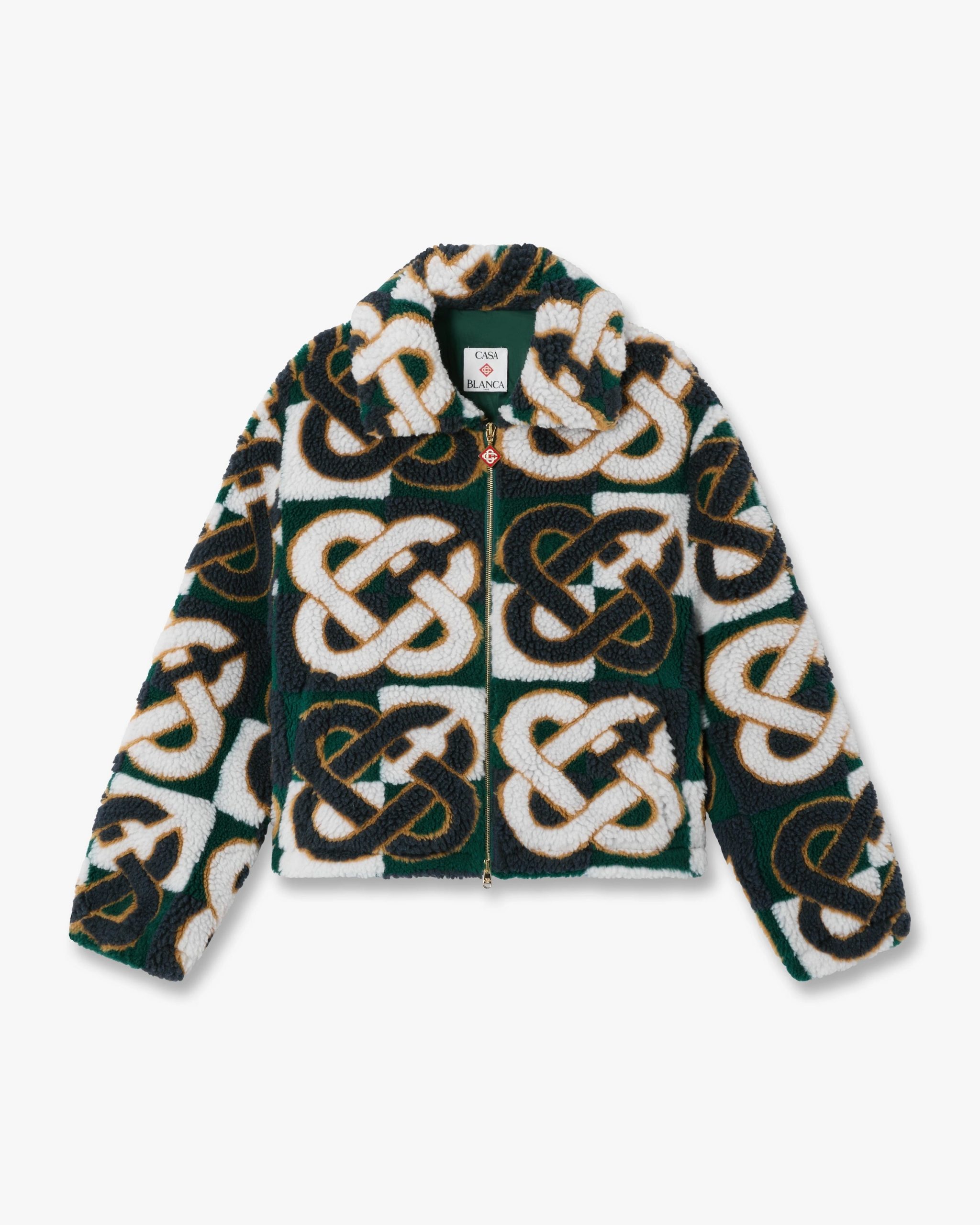 Casablanca Green & Navy Check Monogram Fleece Jacket