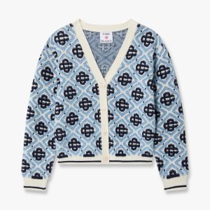 Casablanca Children's Blue Monogram Knit Cardigan