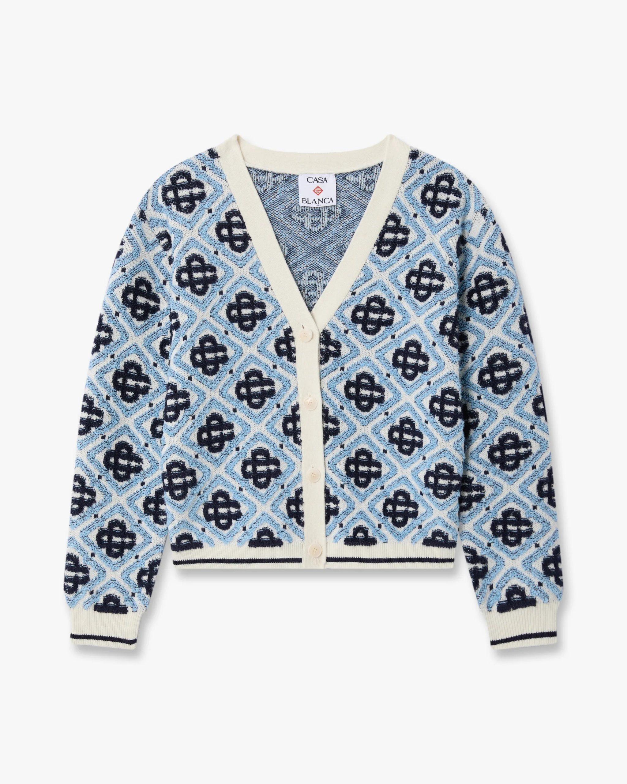 Casablanca Children's Blue Monogram Knit Cardigan