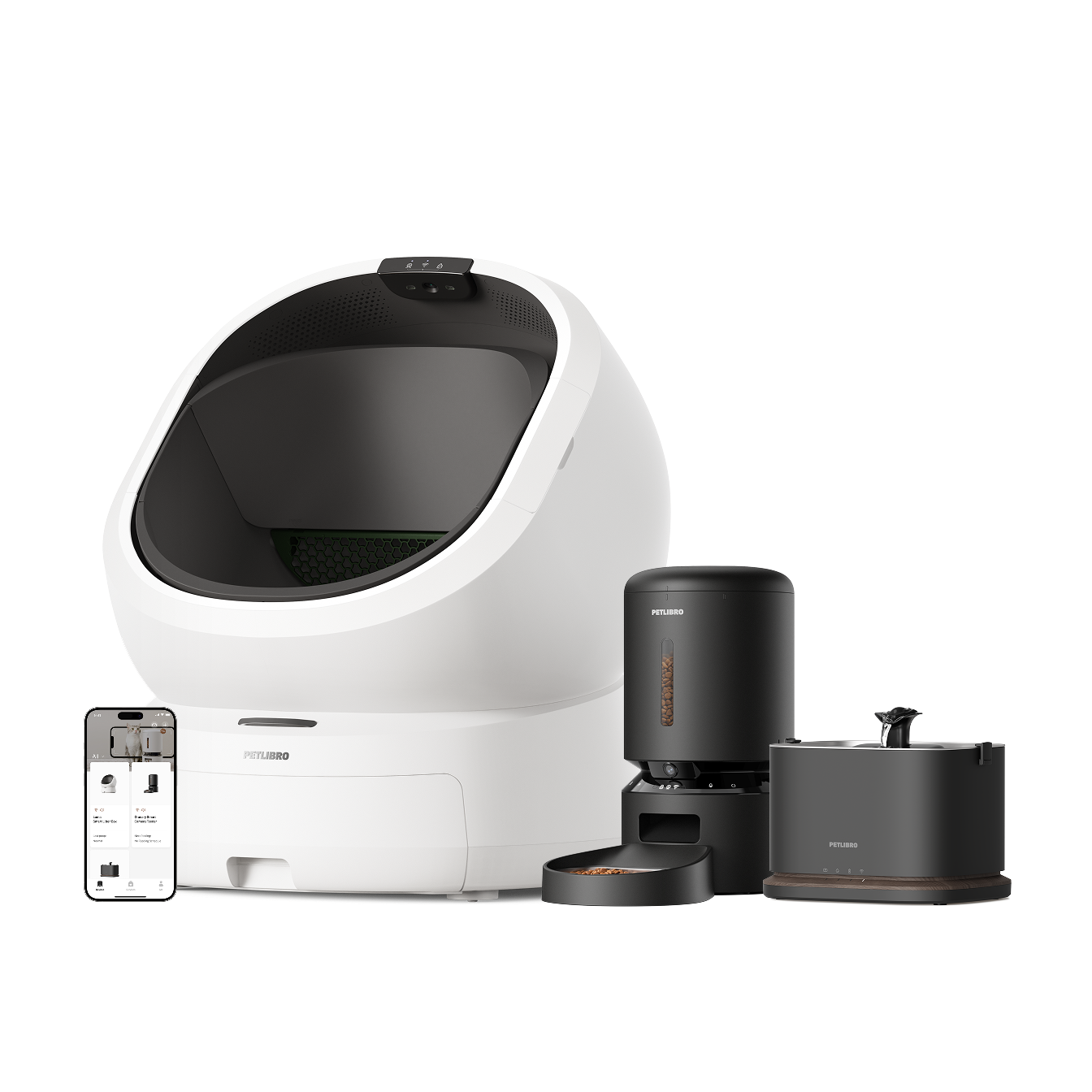 Petlibro Luma Smart Litter Box & Granary Smart Camera Feeder & Dockstream 2 Smart Fountain