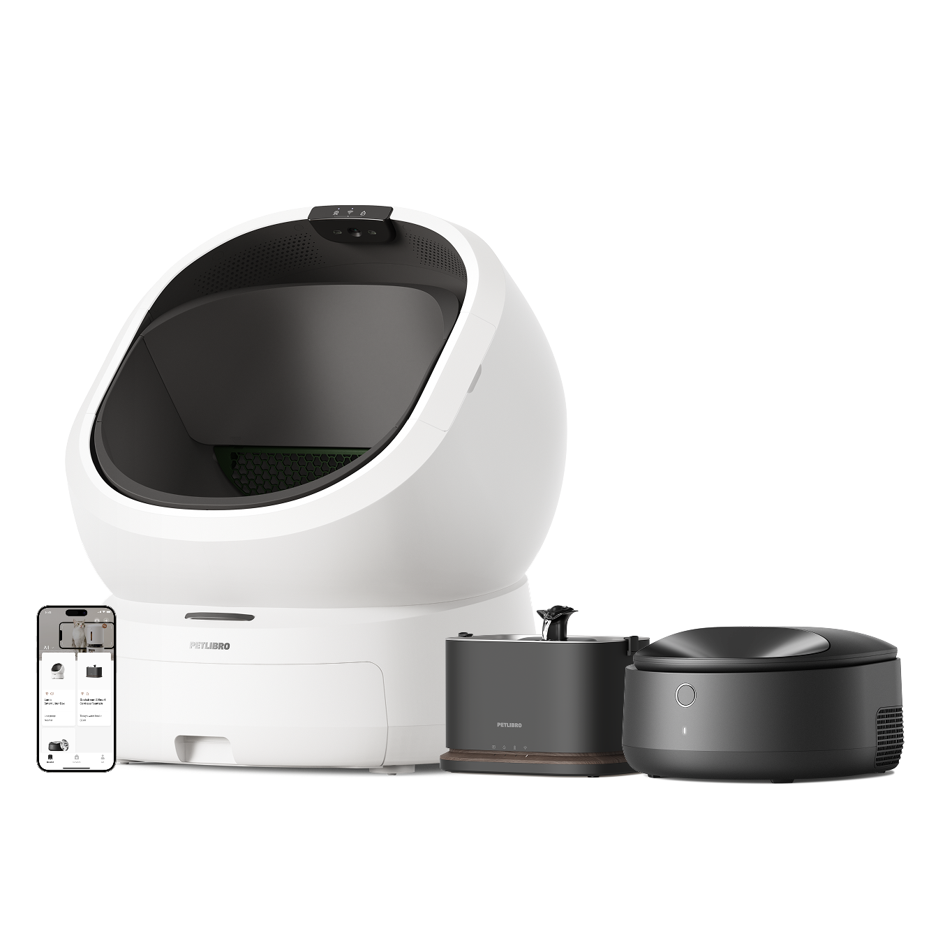 Petlibro Luma Smart Litter Box & Polar Smart Wet Food Feeder & Dockstream 2 Smart Fountain