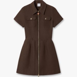 Casablanca Dark Brown Monogram Canvas Midi Dress
