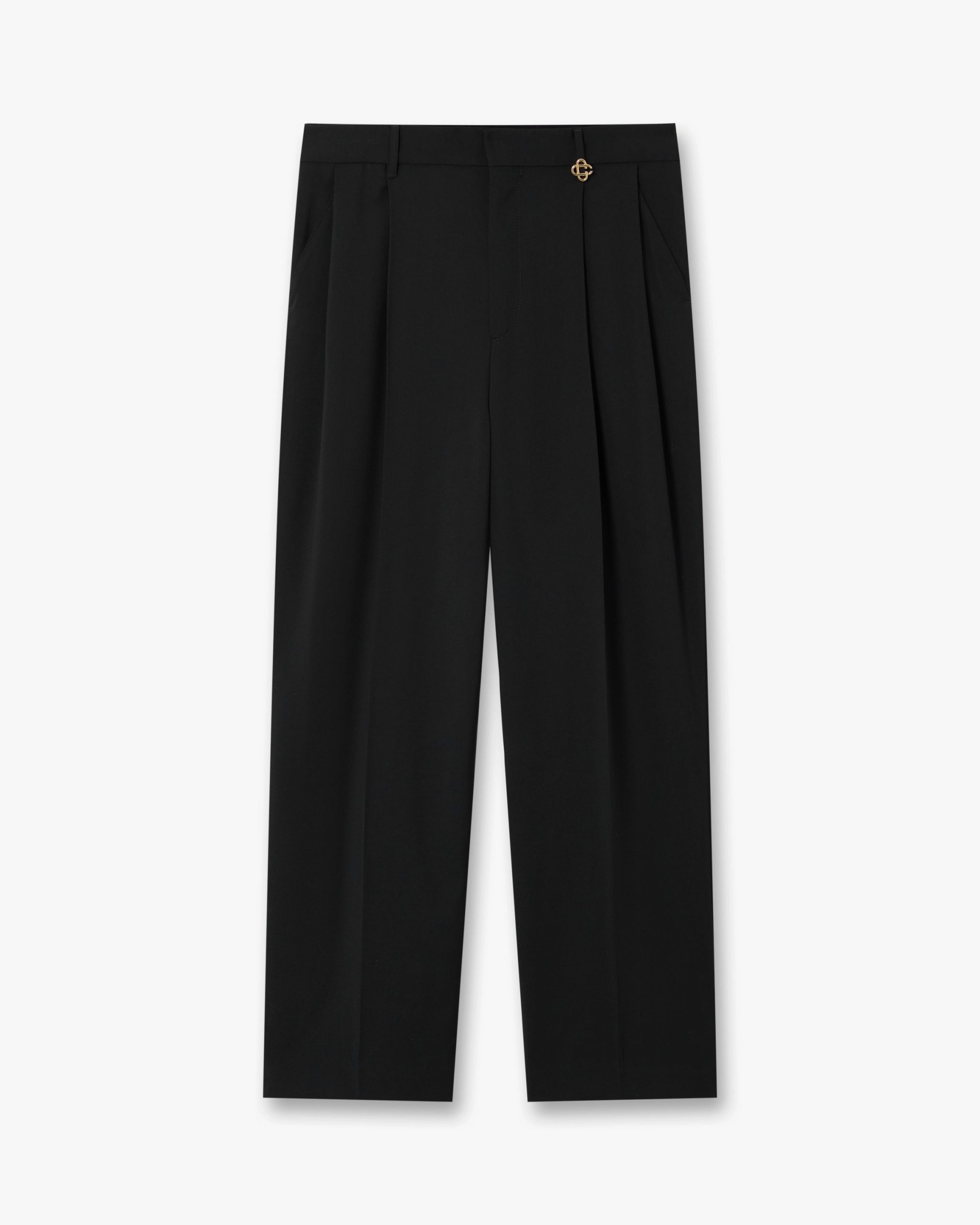 Casablanca Carbon Pleated Straight Leg Wool Trousers