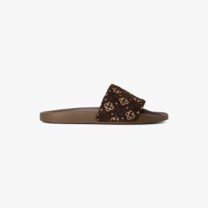 Casablanca Men's Brown Monogram Pool Slides