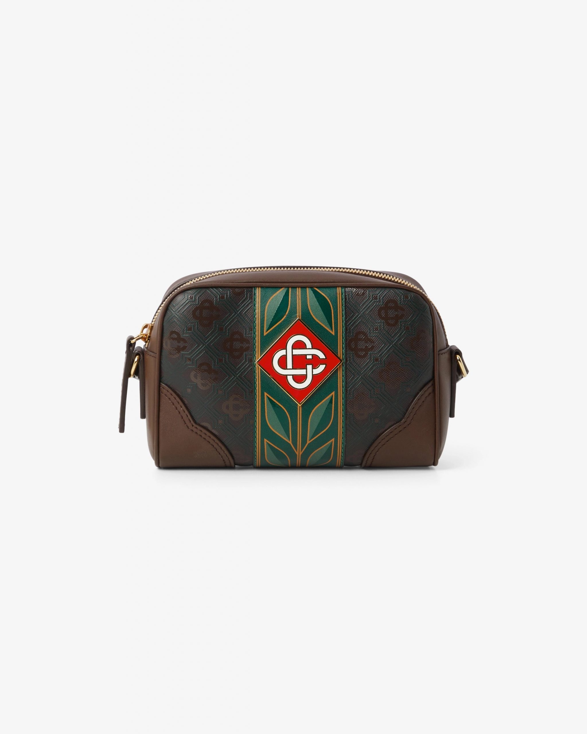Casablanca Dark Brown Monogram Crossbody Bag