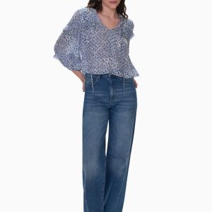 Rebecca Taylor Charlotte Print Mix Blouse
