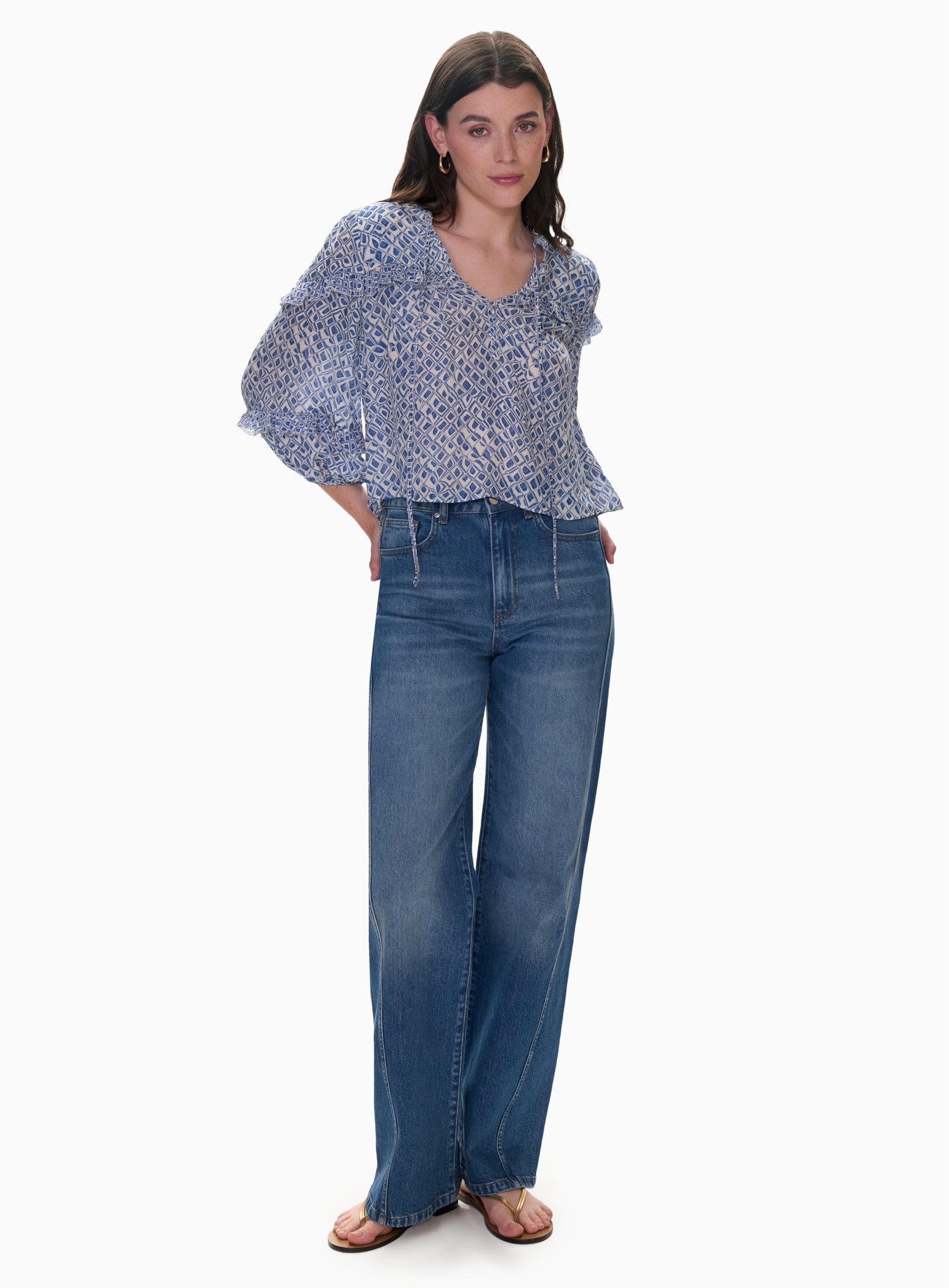 Rebecca Taylor Charlotte Print Mix Blouse