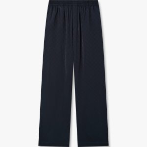 Casablanca Dark Navy Monogram Silk Trousers
