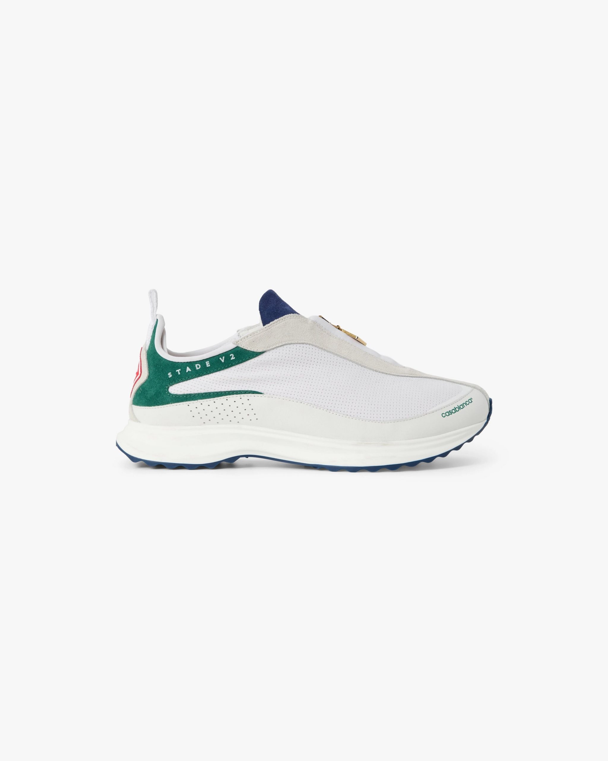 Casablanca Men's White & Green Stade Zip Sneaker