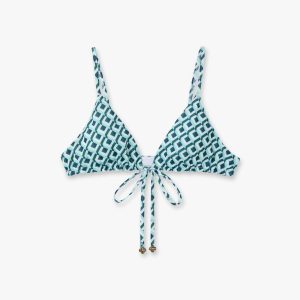 Casablanca Green Cubist CC Monogram String Bikini Top
