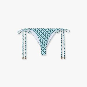 Casablanca Green Cubist CC Monogram String Beaded Bikini Bottom