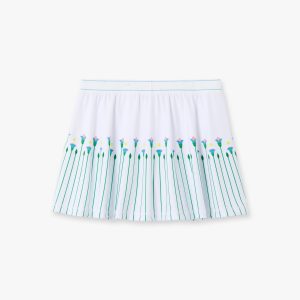 Casablanca White Floral Stripe Sporty Tennis Mini Skirt