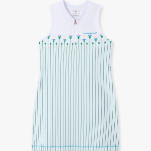 Casablanca White Floral Stripe Sporty Tennis Mini Dress