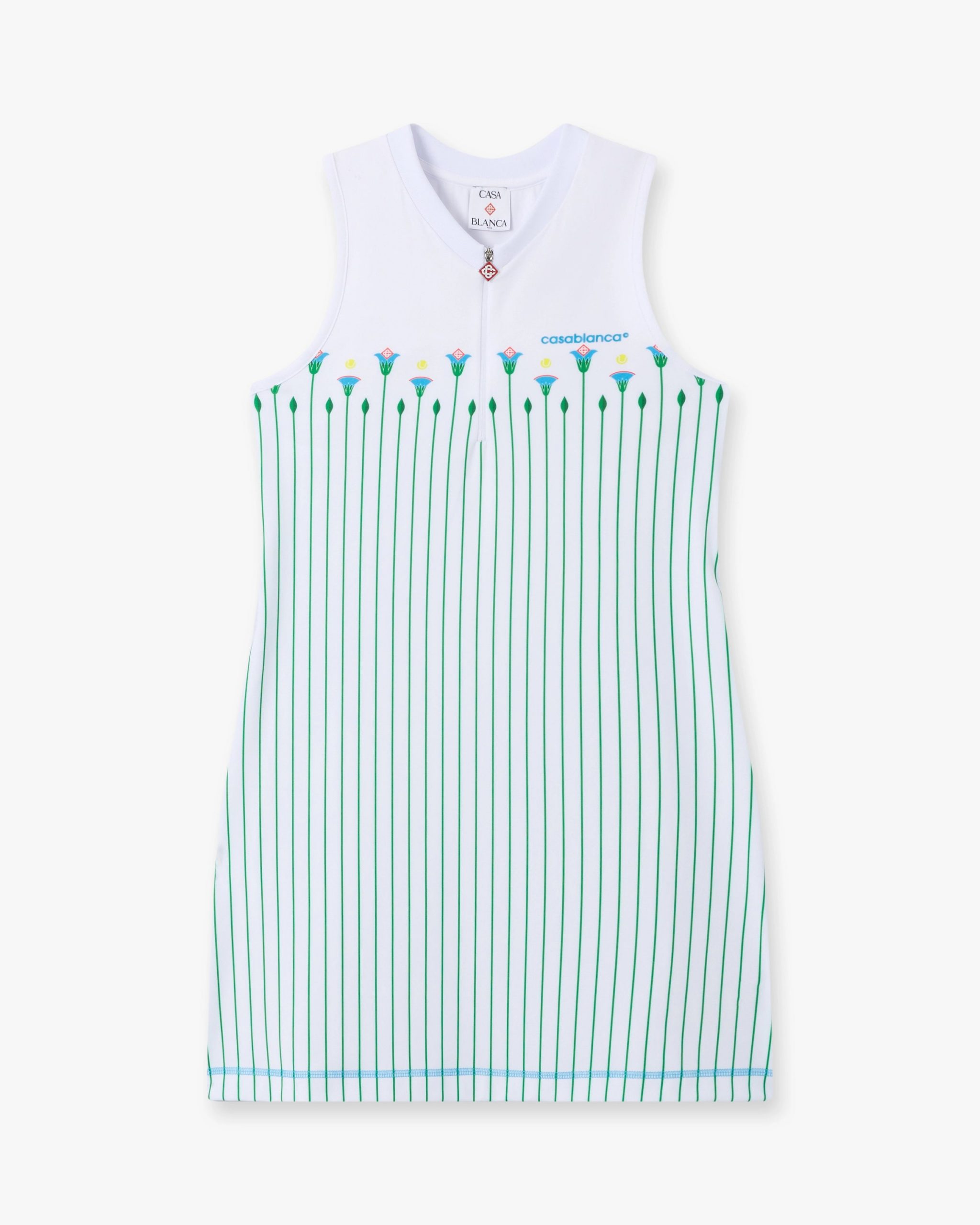 Casablanca White Floral Stripe Sporty Tennis Mini Dress