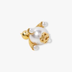 Casablanca Gold & White Lotus Pearl Studs