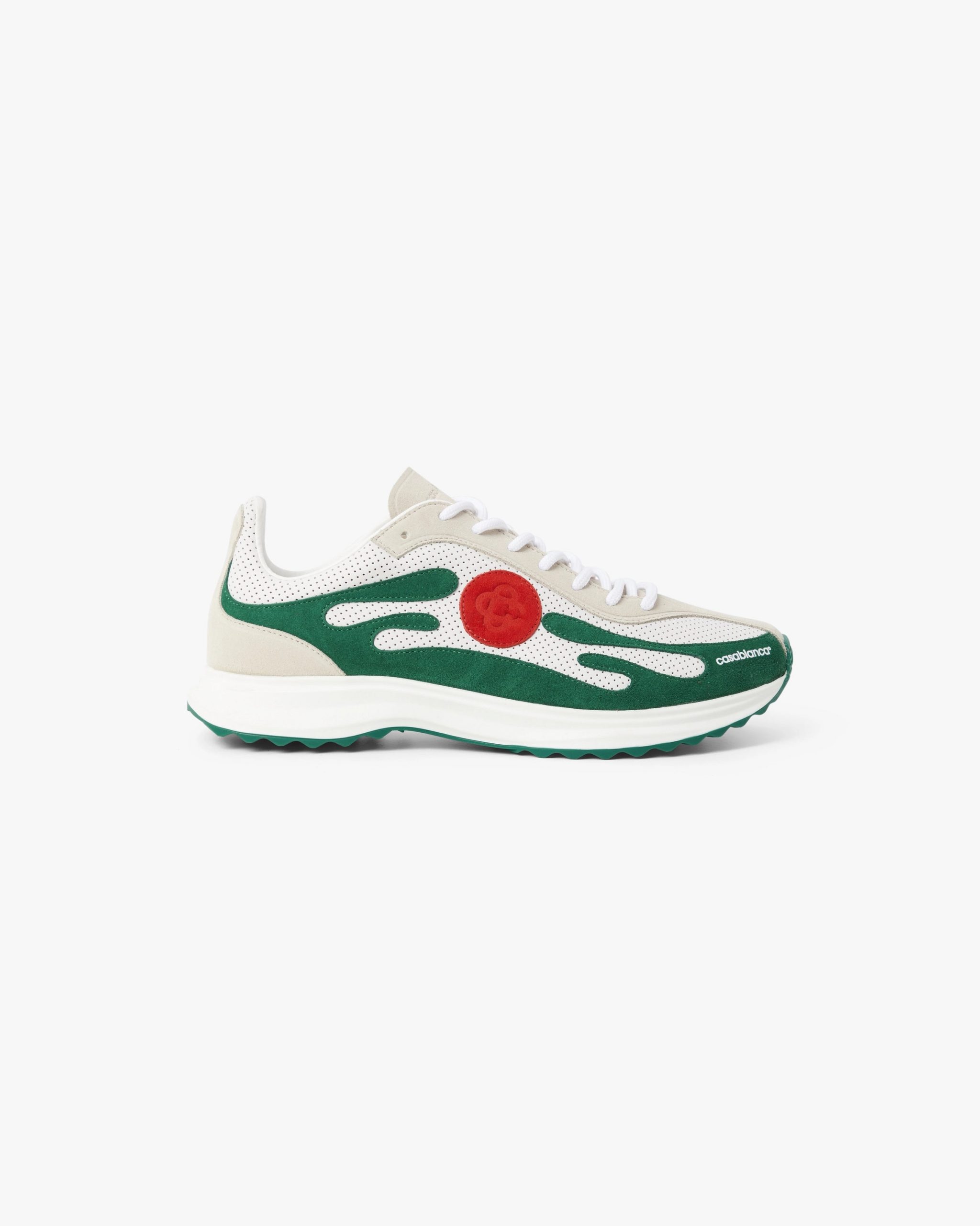 Casablanca Women's White & Green Stade Sneaker