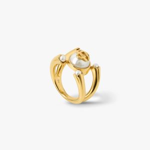 Casablanca Gold & White Lotus Pearl Ring