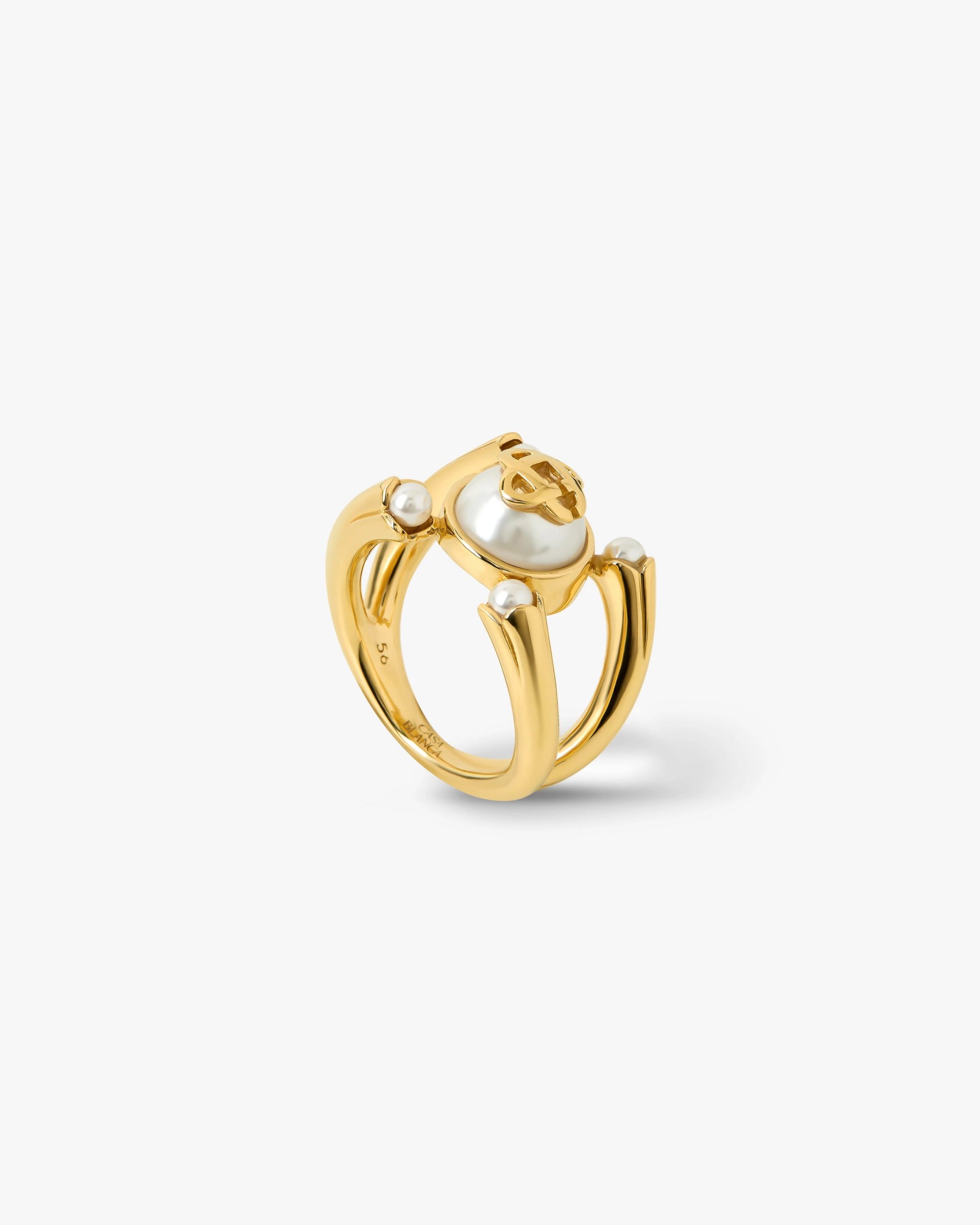 Casablanca Gold & White Lotus Pearl Ring