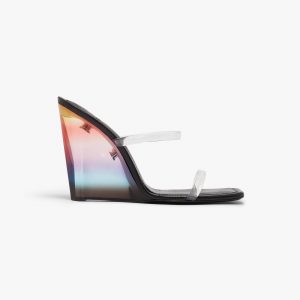 Casablanca Black Plexi Heeled Wedge Sandals