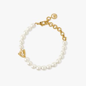 Casablanca Gold & White Lotus Pearl Bracelet
