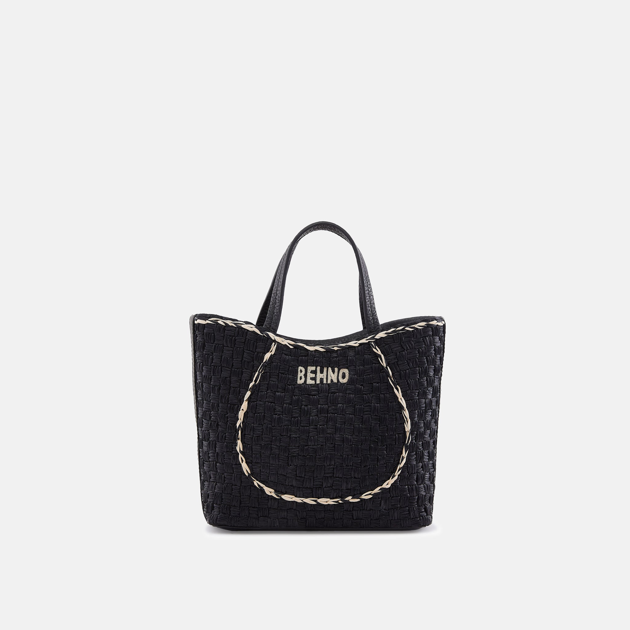 Behno KATRINA MINI TOTE RAFFIA PEBBLE BLACK
