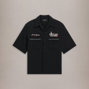AMIRI STUDIO CREPE CAMP SHIRT - Black