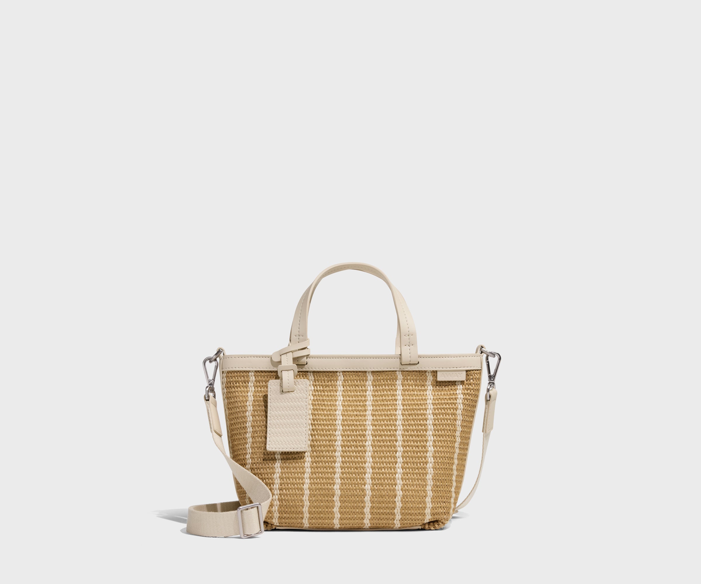 Away Mini Riviera Straw Tote in White Seagrass