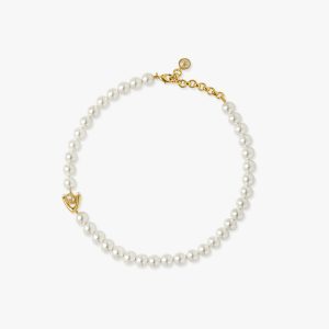 Casablanca Gold & White Lotus Pearl Necklace