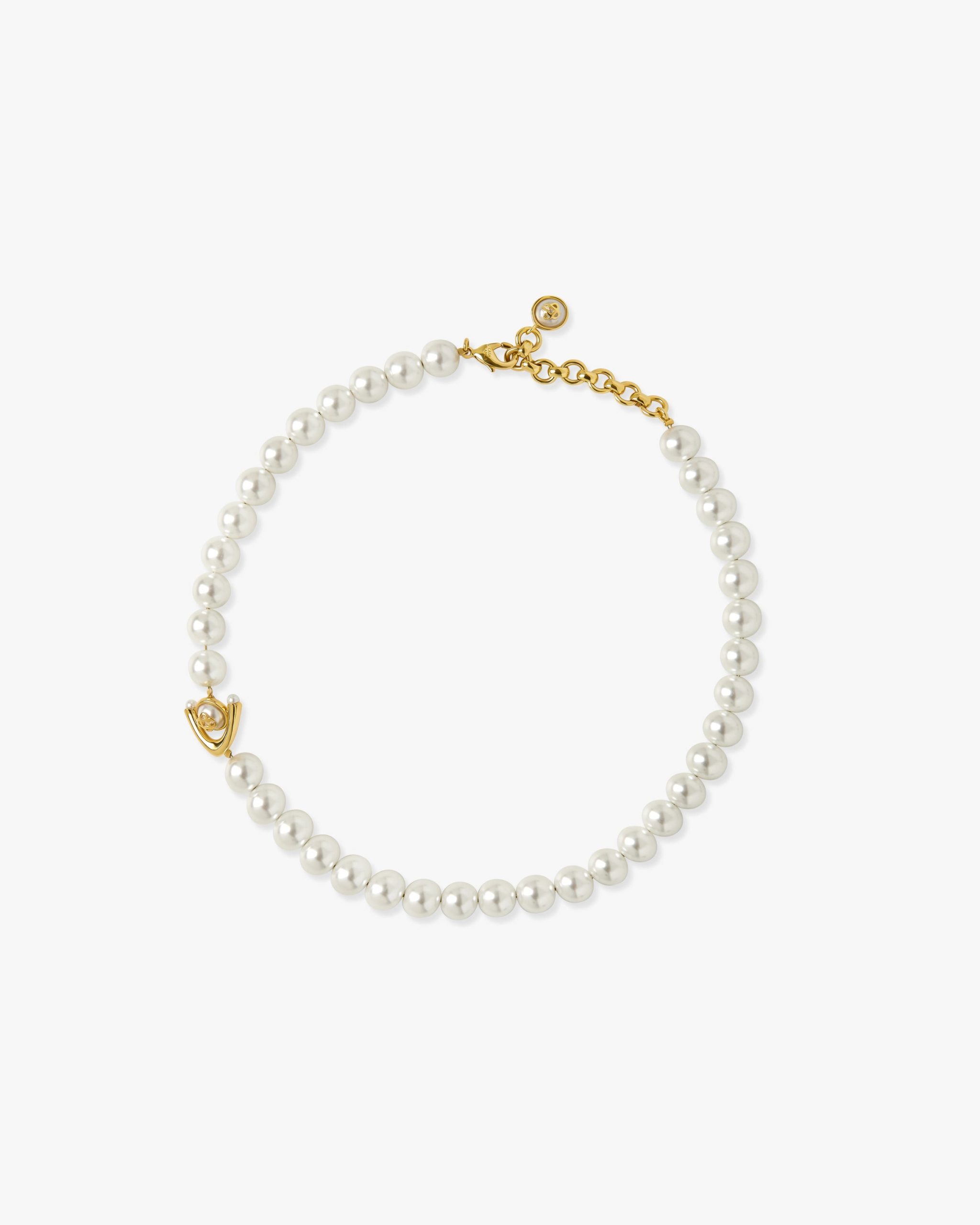 Casablanca Gold & White Lotus Pearl Necklace