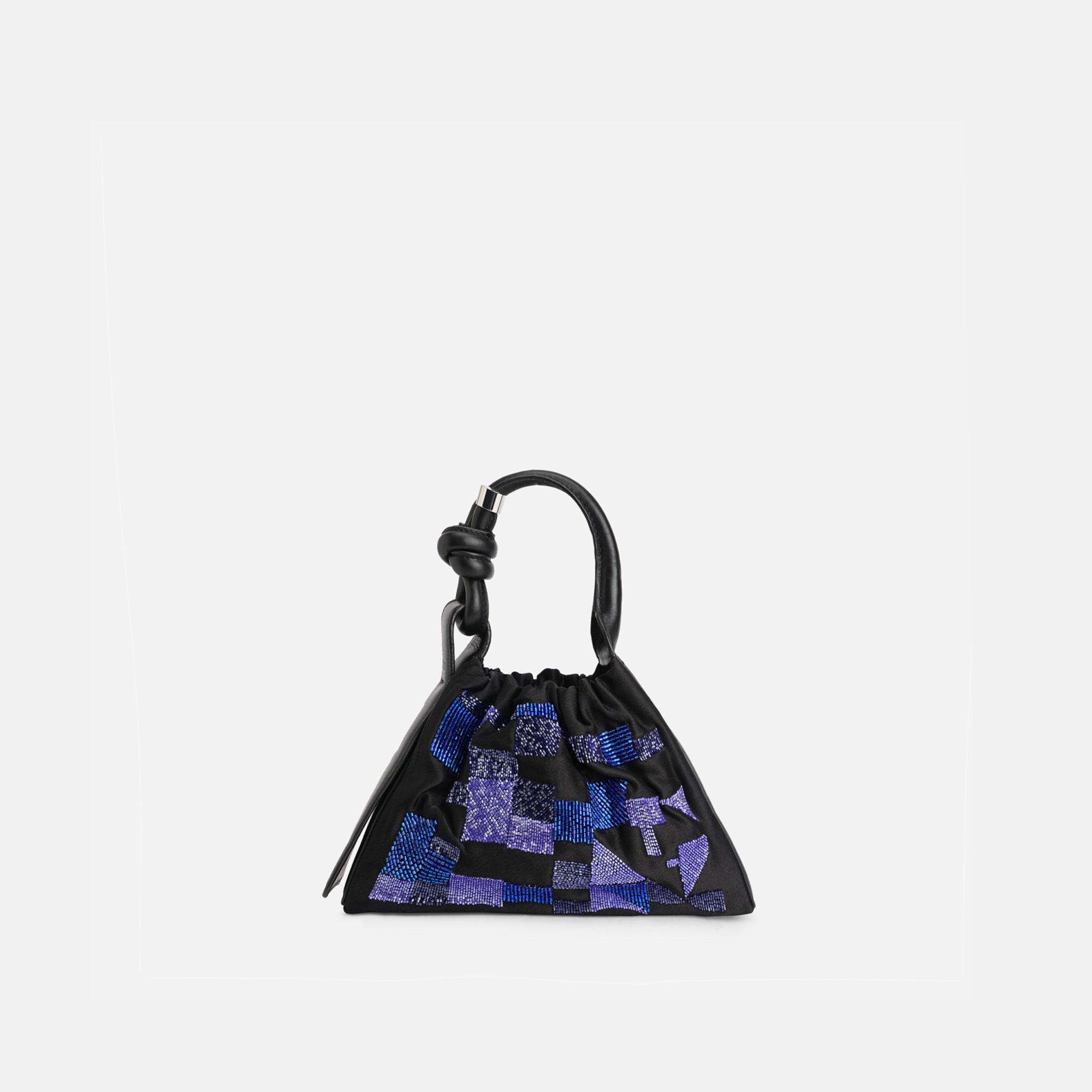 Behno TINA BAGUETTE MINI RUCHED WAVE QUILT BLACK/PURPLE