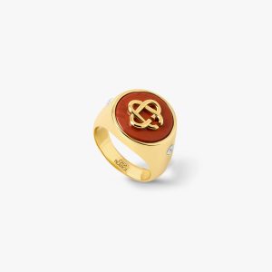 Casablanca Gold & Red Stone Signet Ring